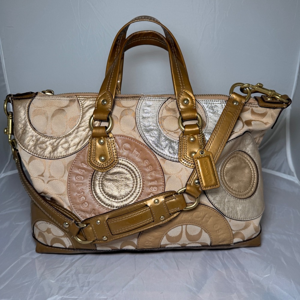 Y2K Coach Purse Gold Metallic Audrey Patchwork Bag Sleaze Limited Edition F15474